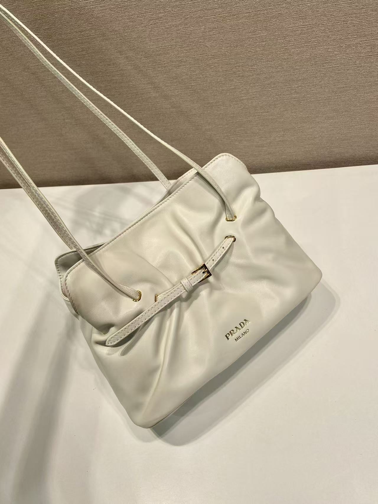 Prada Cloud Bag 25cm Ivory  Sheepskin