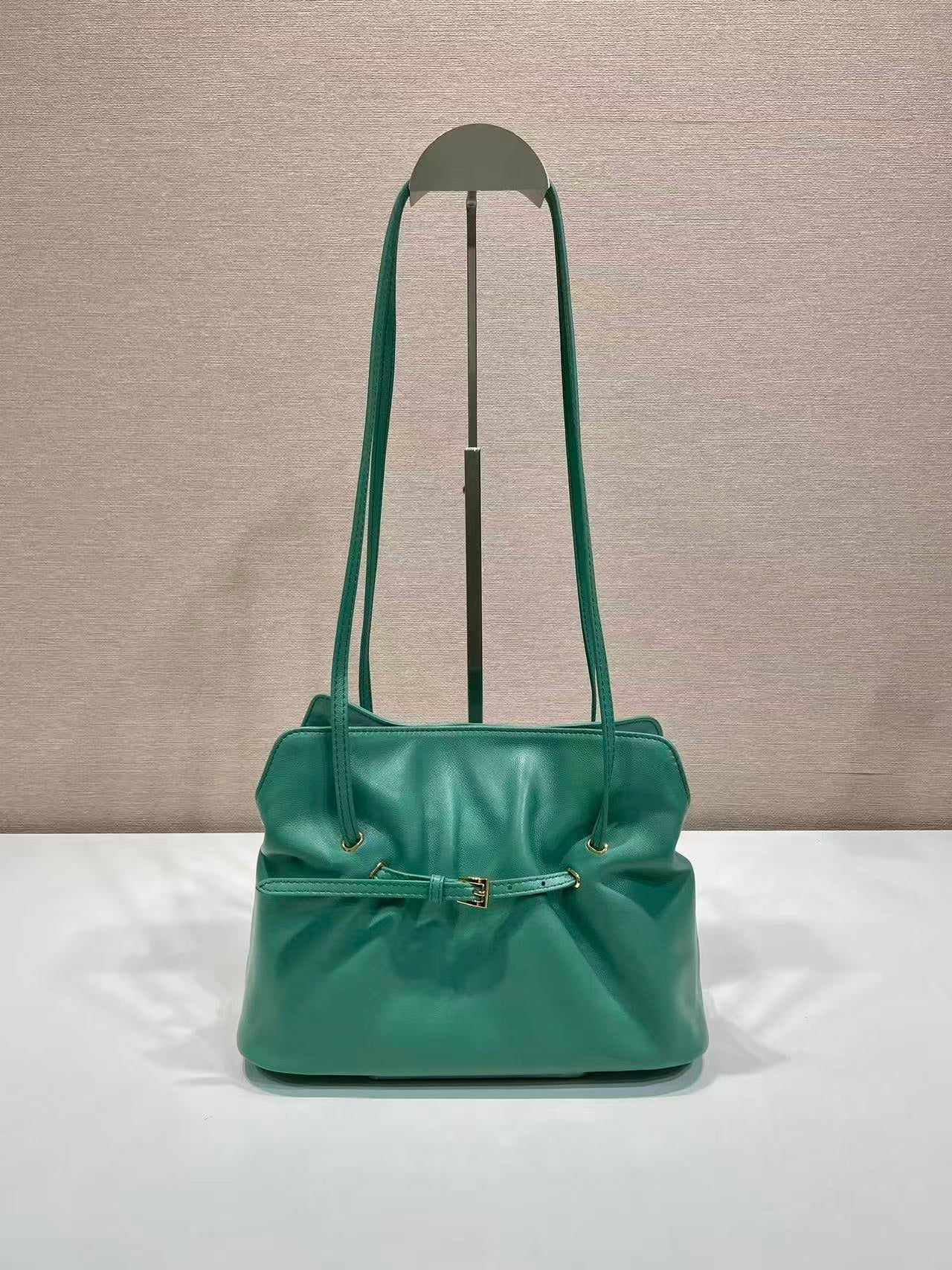 Prada Cloud Bag 25cm Jade Green Sheepskin