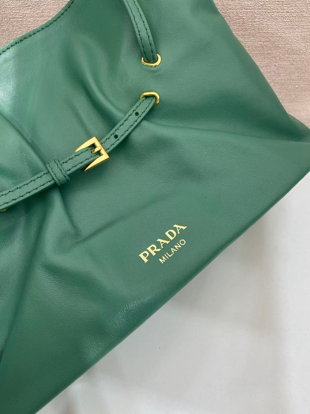 Prada Cloud Bag 25cm Jade Green Sheepskin