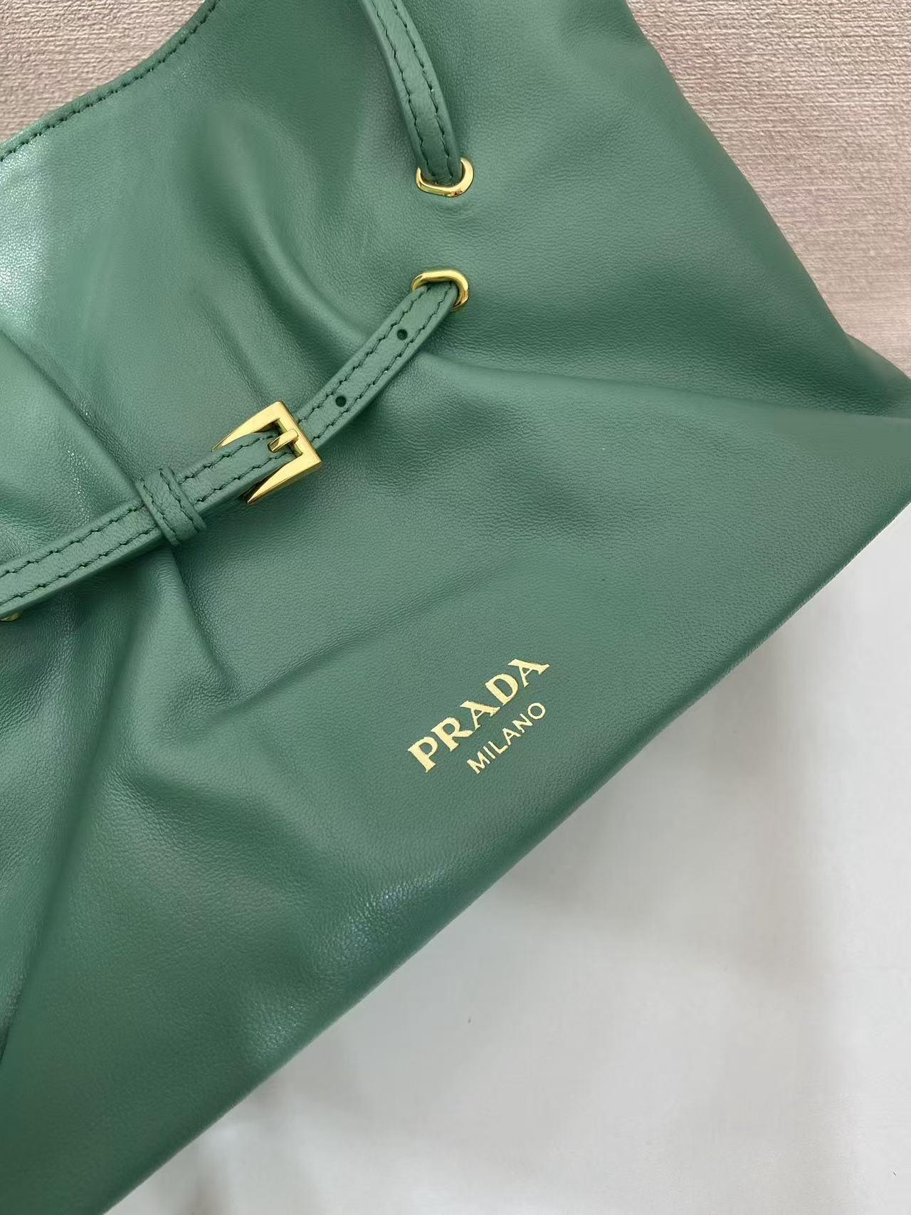 Prada Cloud Bag 25cm Jade Green Sheepskin