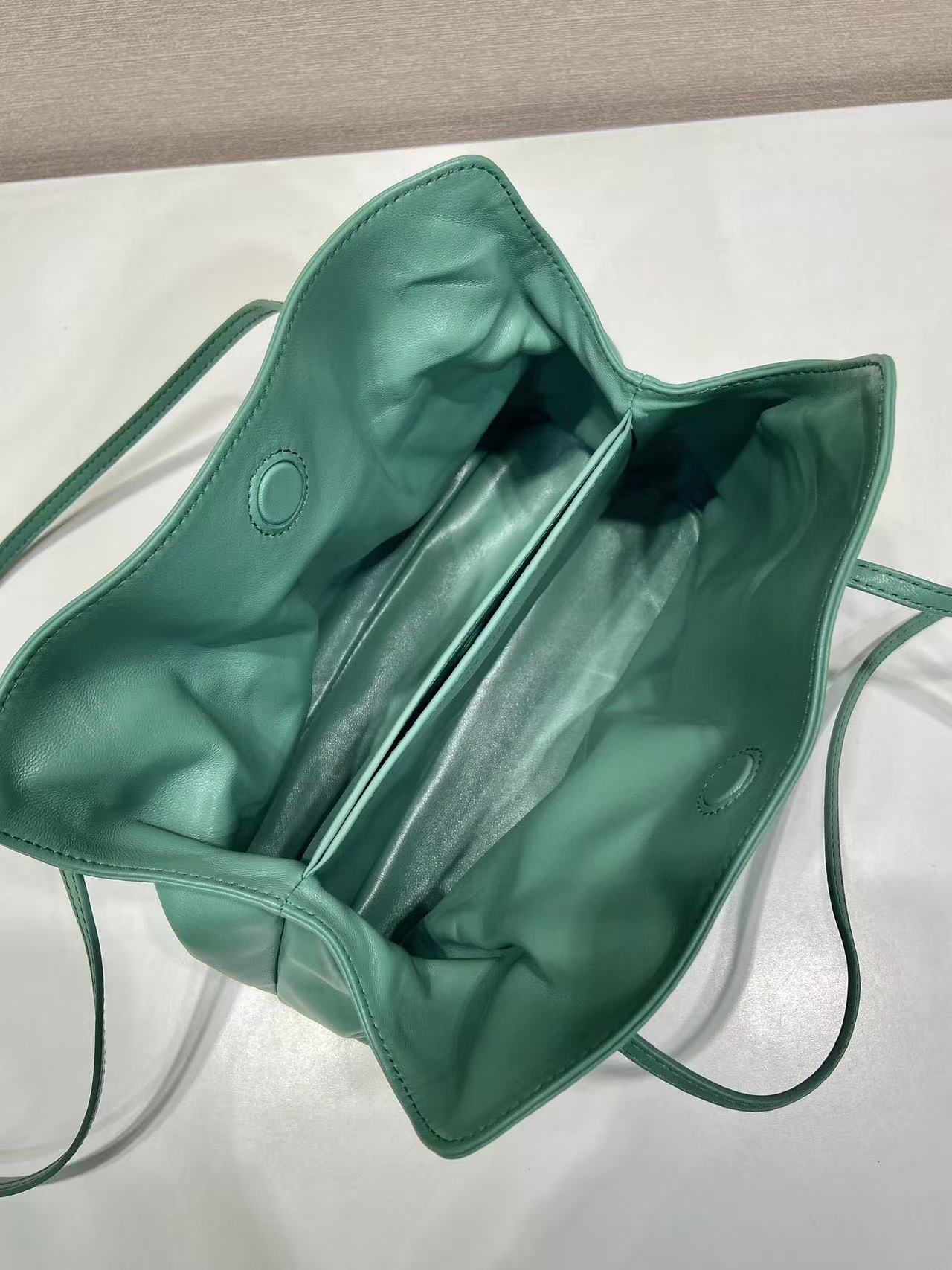 Prada Cloud Bag 25cm Jade Green Sheepskin