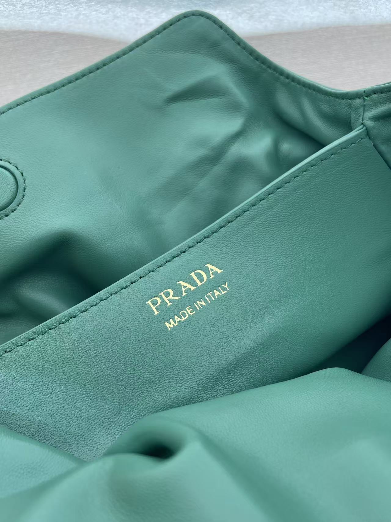 Prada Cloud Bag 25cm Jade Green Sheepskin