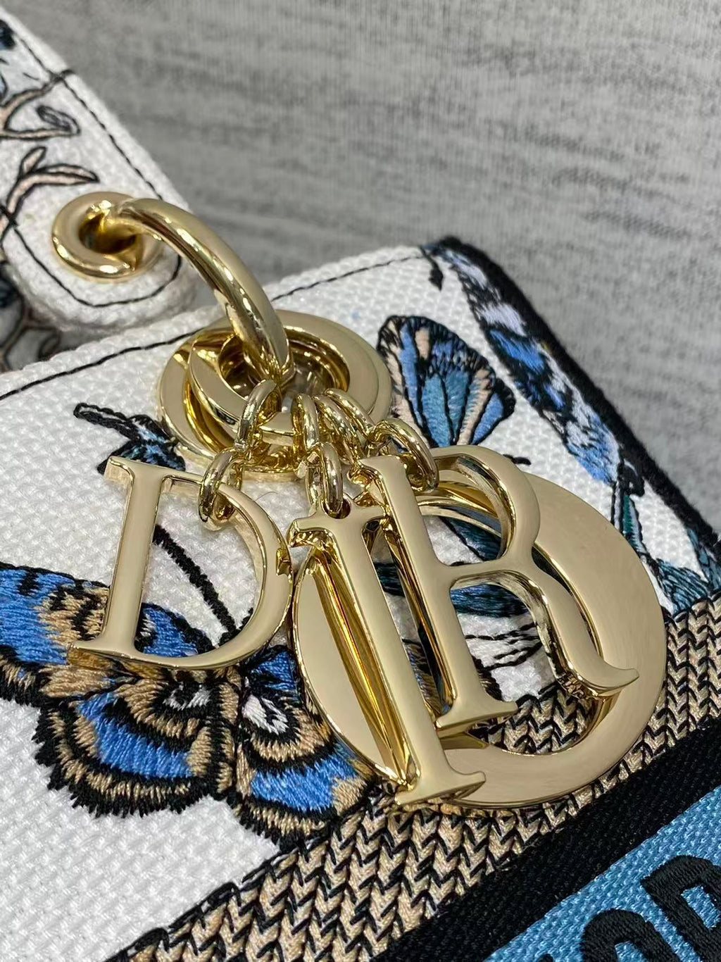 CD 2025 Butterfly Book Tote Blue White Canvas