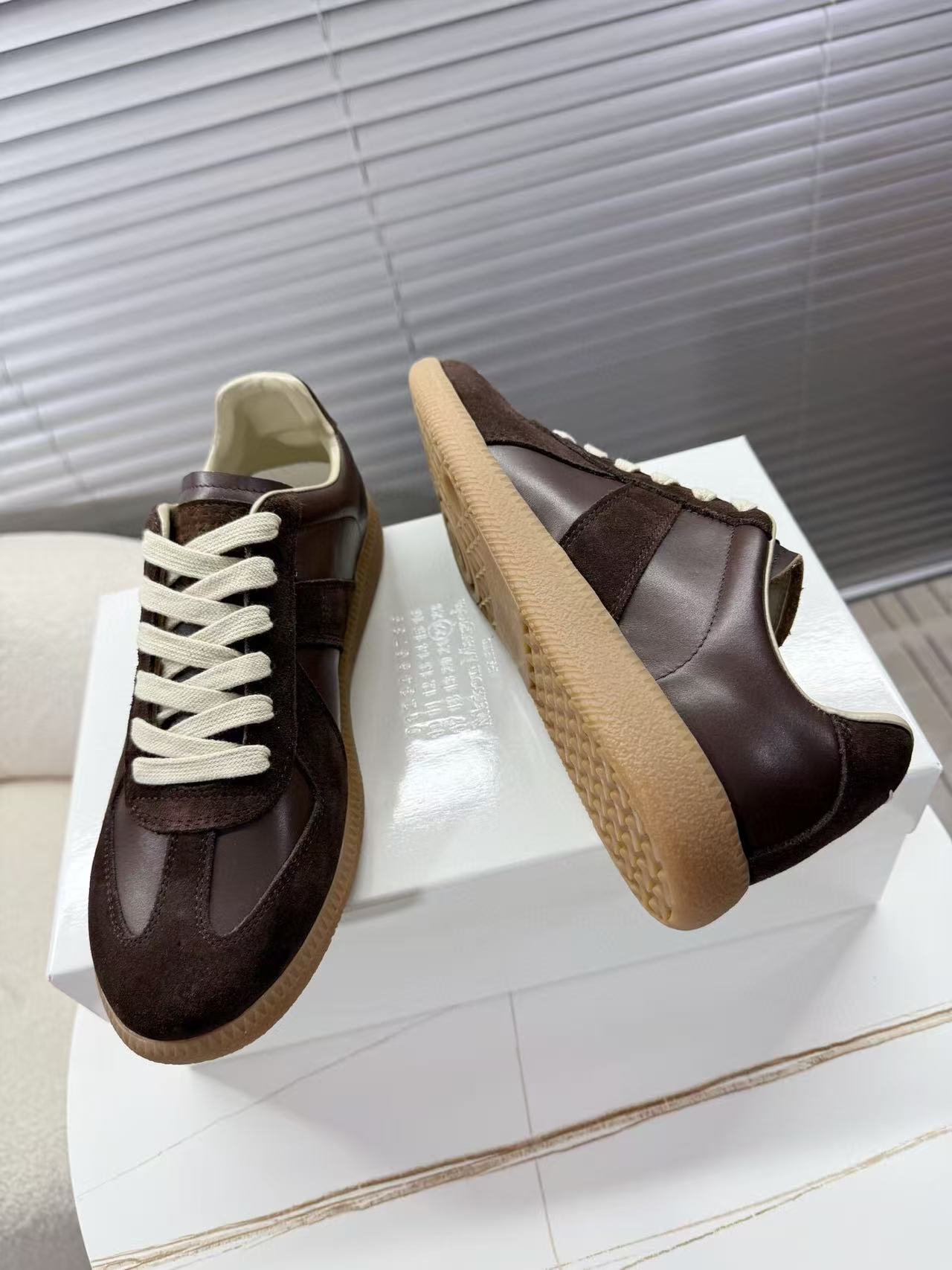 Maison Margiela Sneakers Brown Calfskin Suede Patchwork