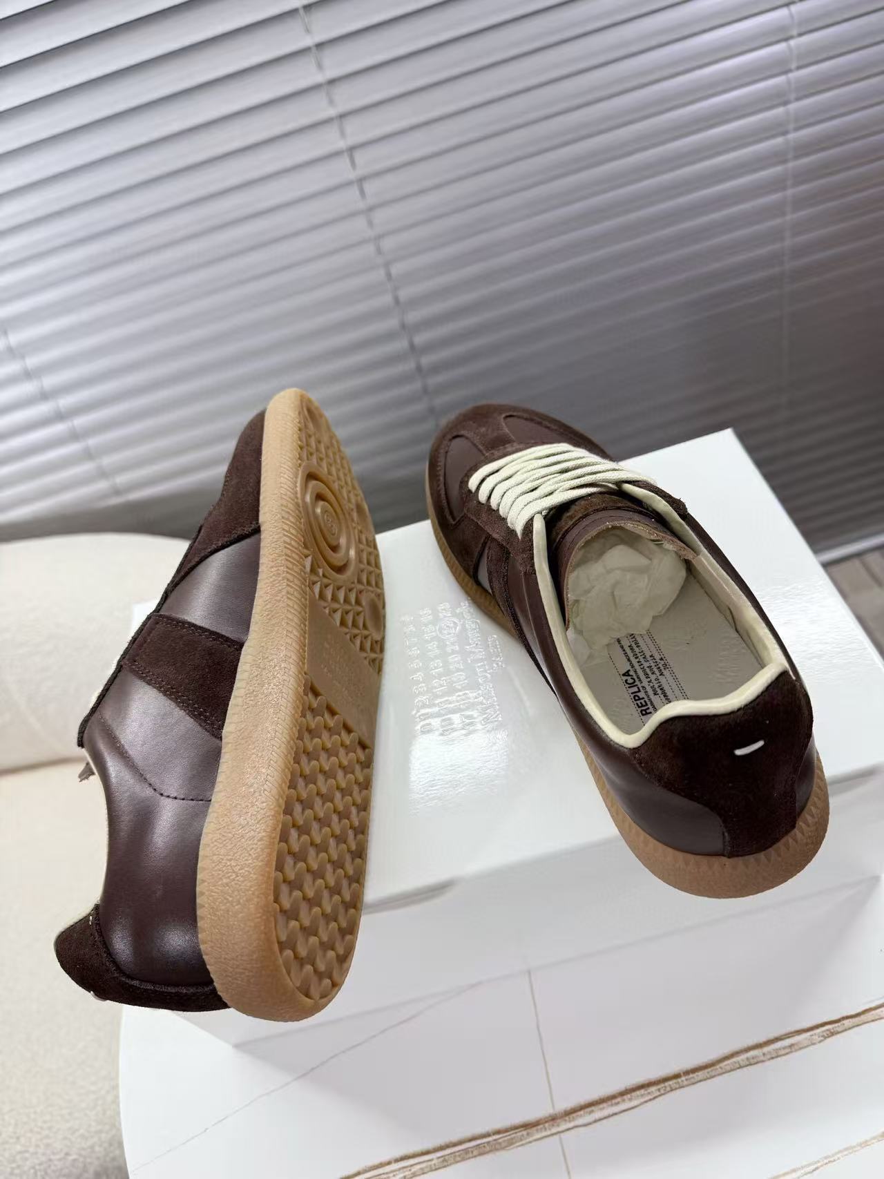 Maison Margiela Sneakers Brown Calfskin Suede Patchwork