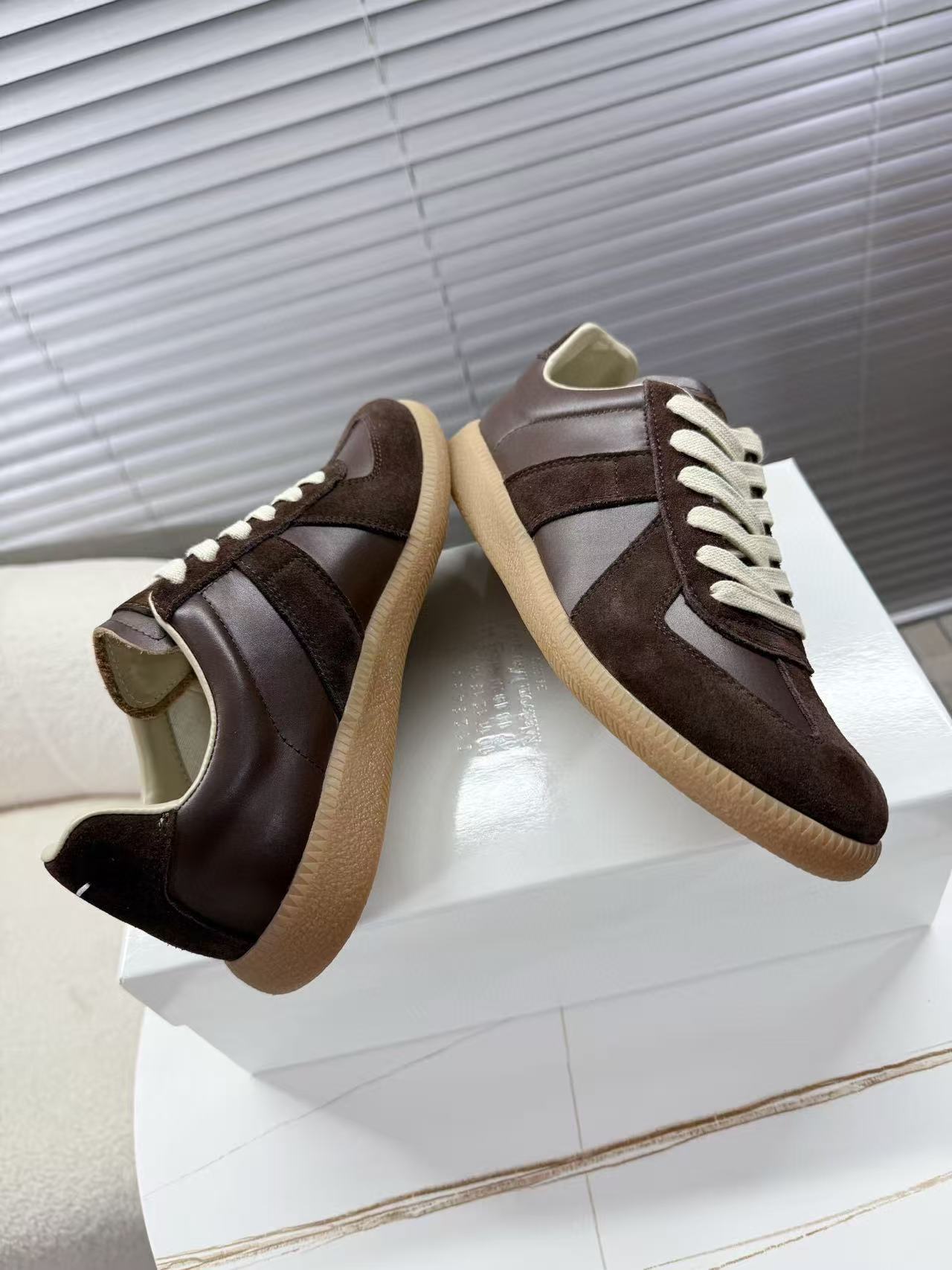 Maison Margiela Sneakers Brown Calfskin Suede Patchwork