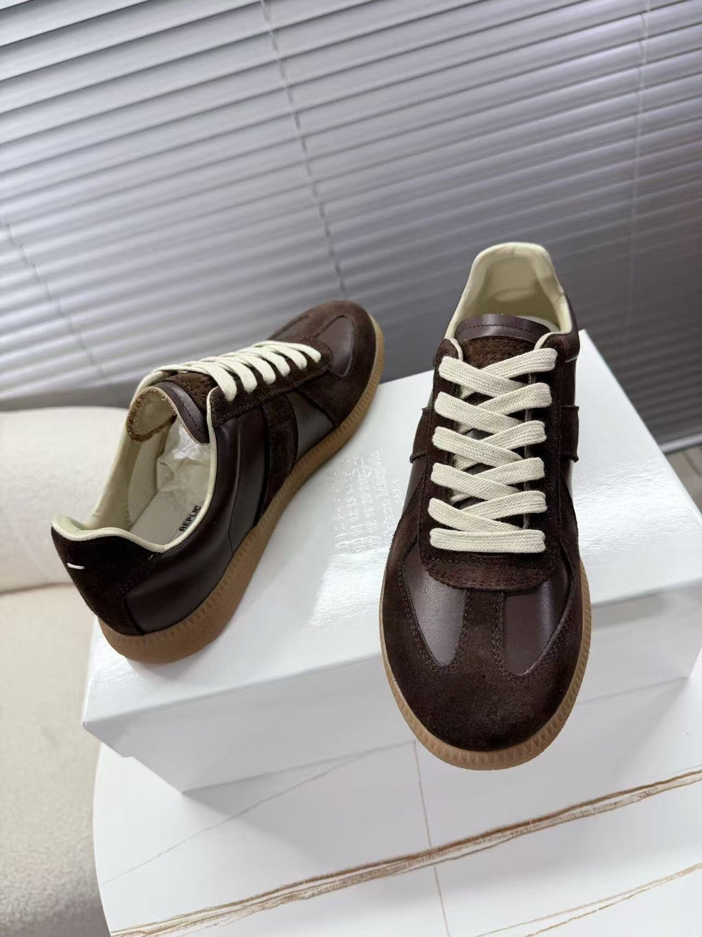 Maison Margiela Sneakers Brown Calfskin Suede Patchwork