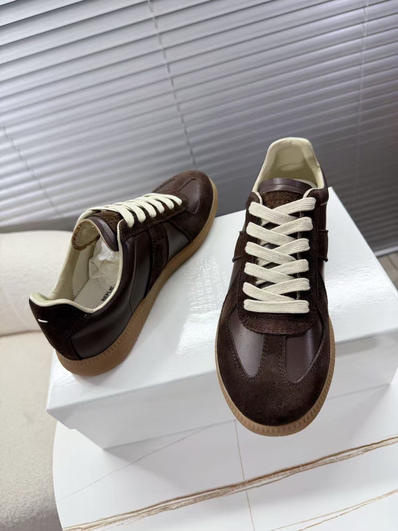 Maison Margiela Sneakers Brown Calfskin Suede Patchwork