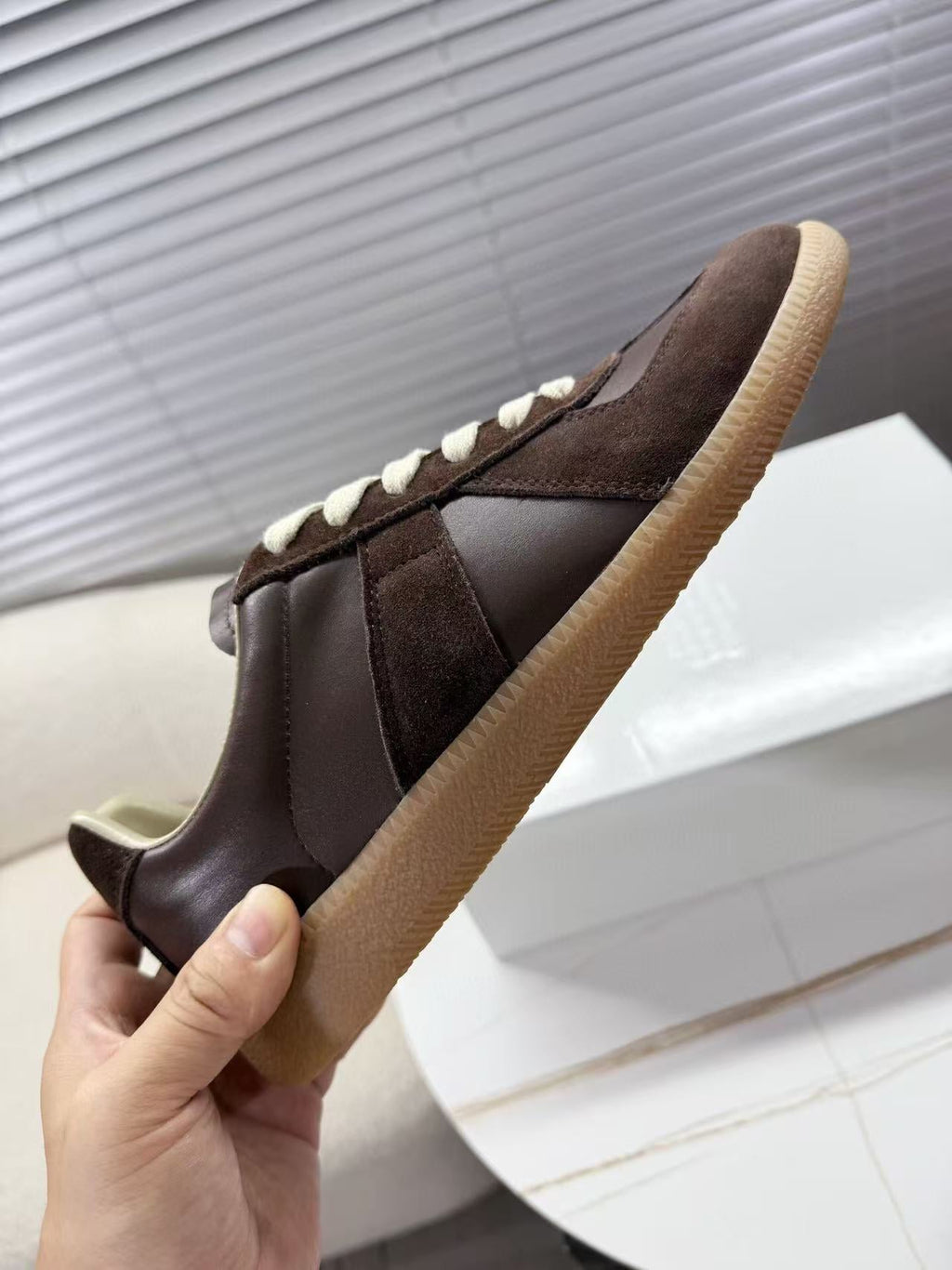 Maison Margiela Sneakers Brown Calfskin Suede Patchwork