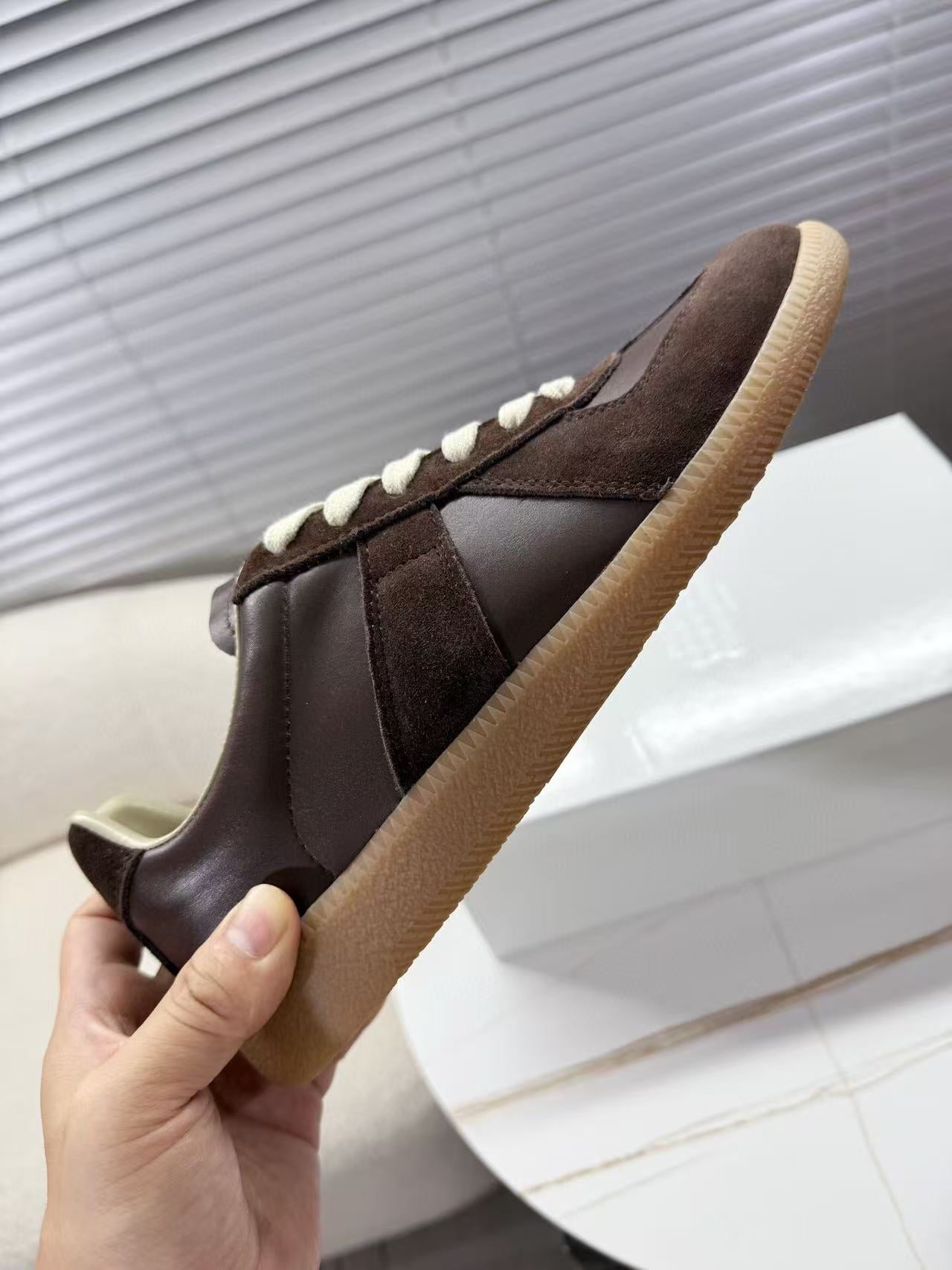 Maison Margiela Sneakers Brown Calfskin Suede Patchwork