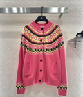 Miumiu 2025 Patterned Knit Cardigan Pink Cashmere