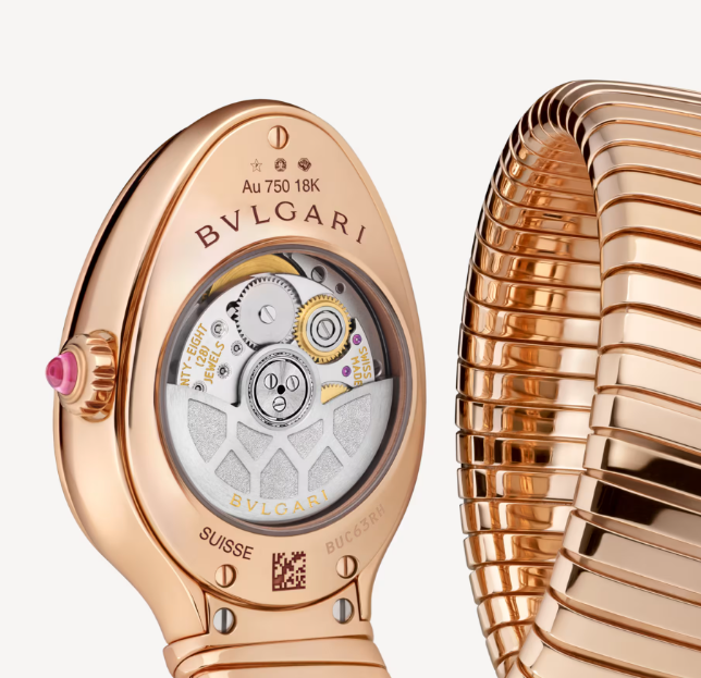 Bulgari Serpenti 35mm Tubogas 18k Rose Gold Diamonds Silver Dial