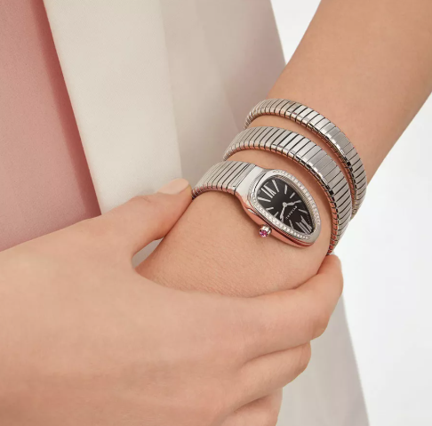 Bulgari Serpenti Tubogas 35cm Black Diamond Double Tour Watch