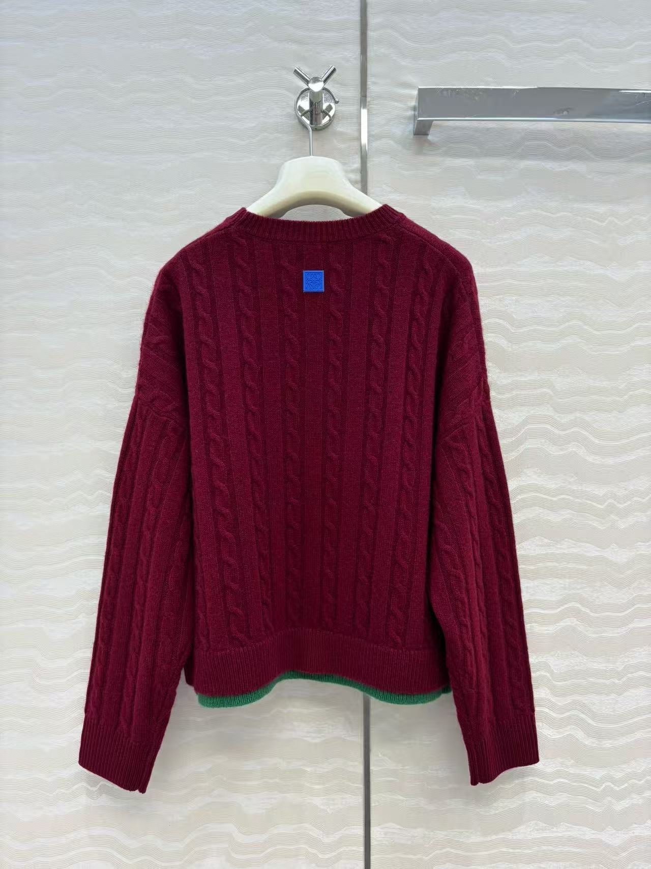 LOEWE Layered cable-knit wool sweater with logo