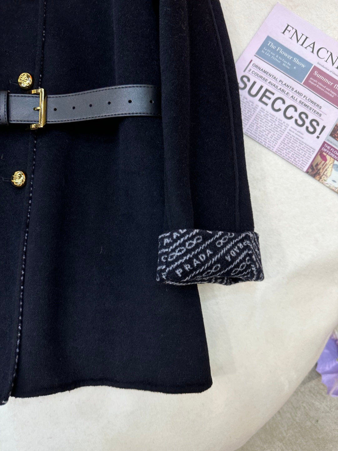 Prada 25 Mid-length Coat Black Wool 637362