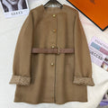 Prada 25 Mid-length Coat Camel Wool 637360