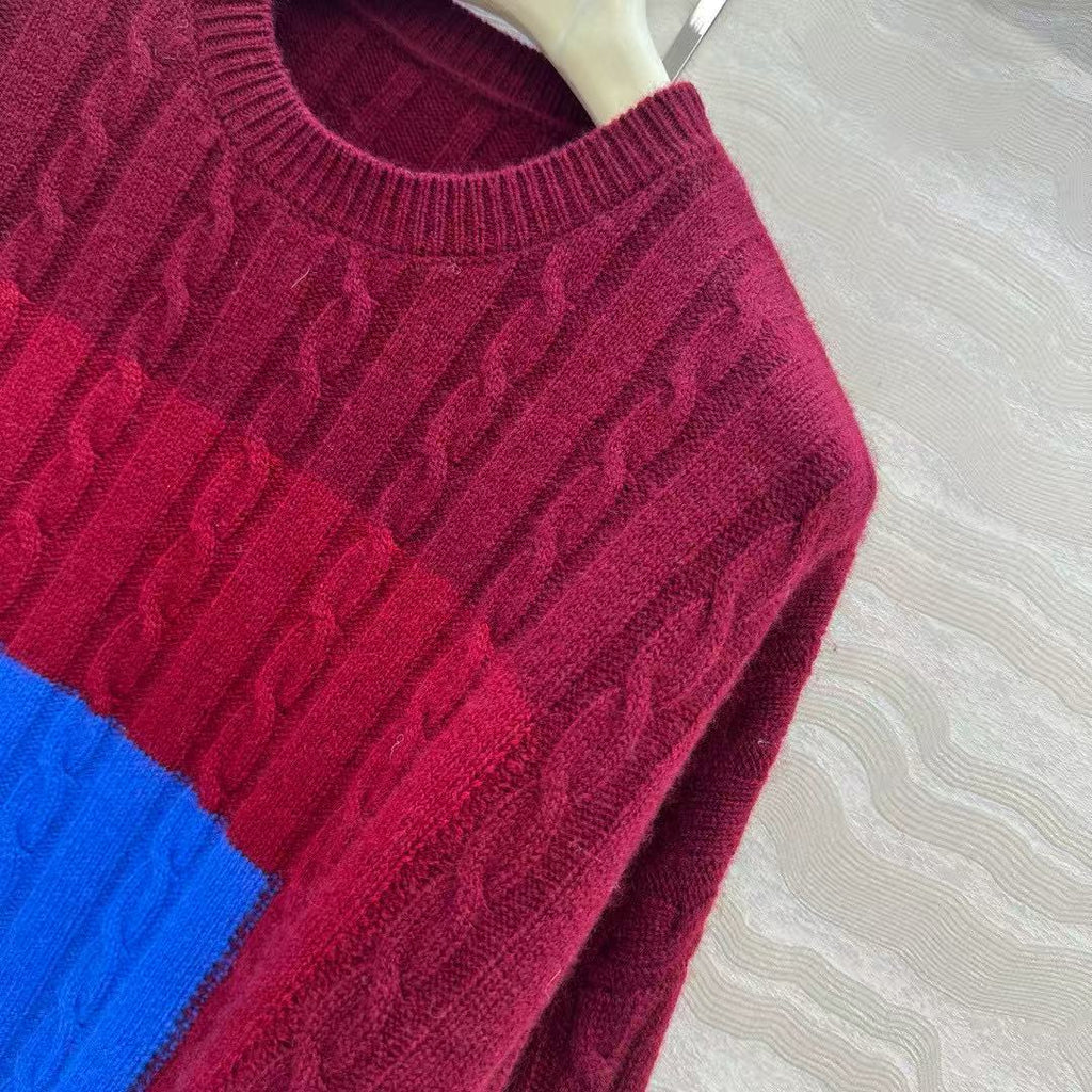 LOEWE Layered cable-knit wool sweater with logo