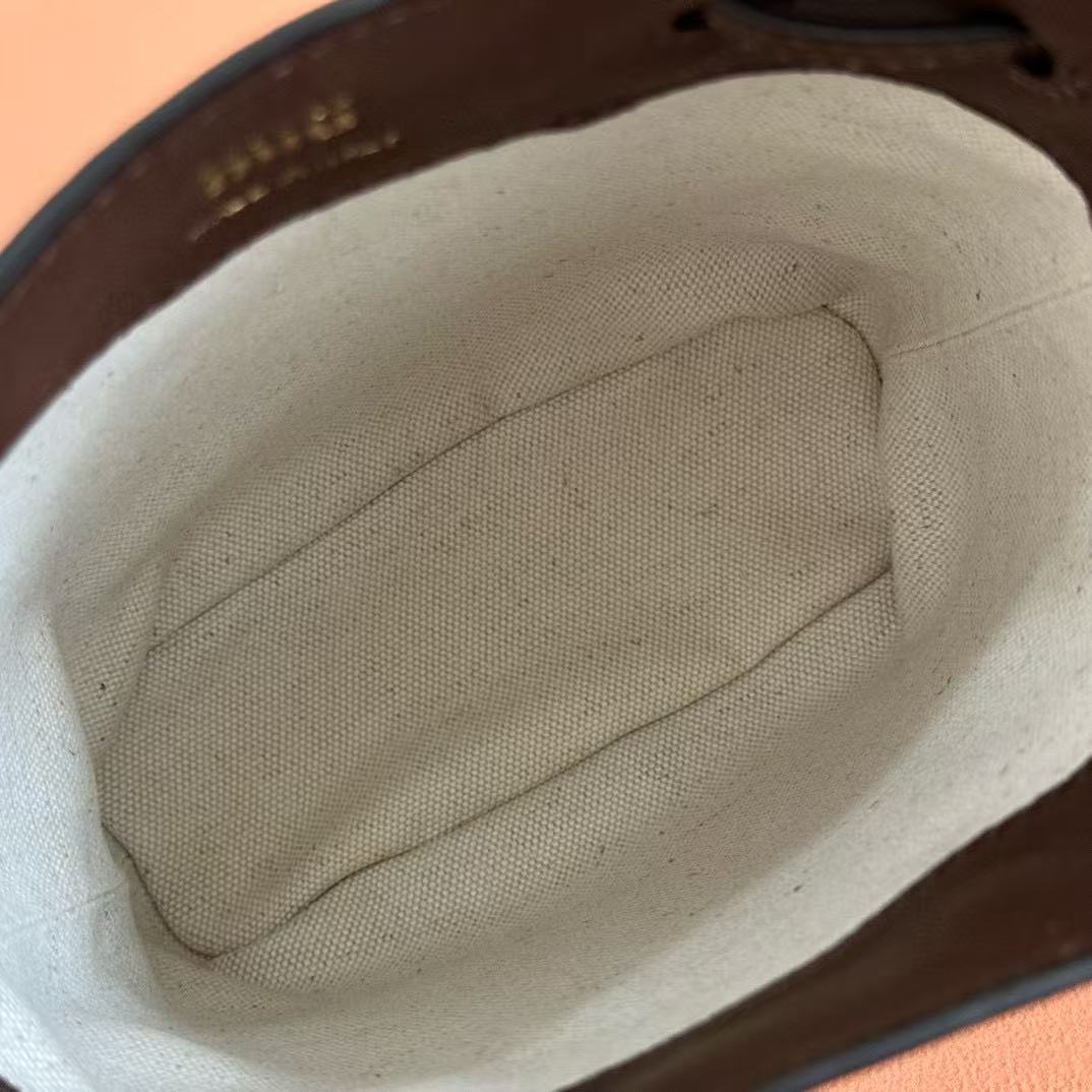 Miu Bucket Bag 14cm Coffee Grain Leather