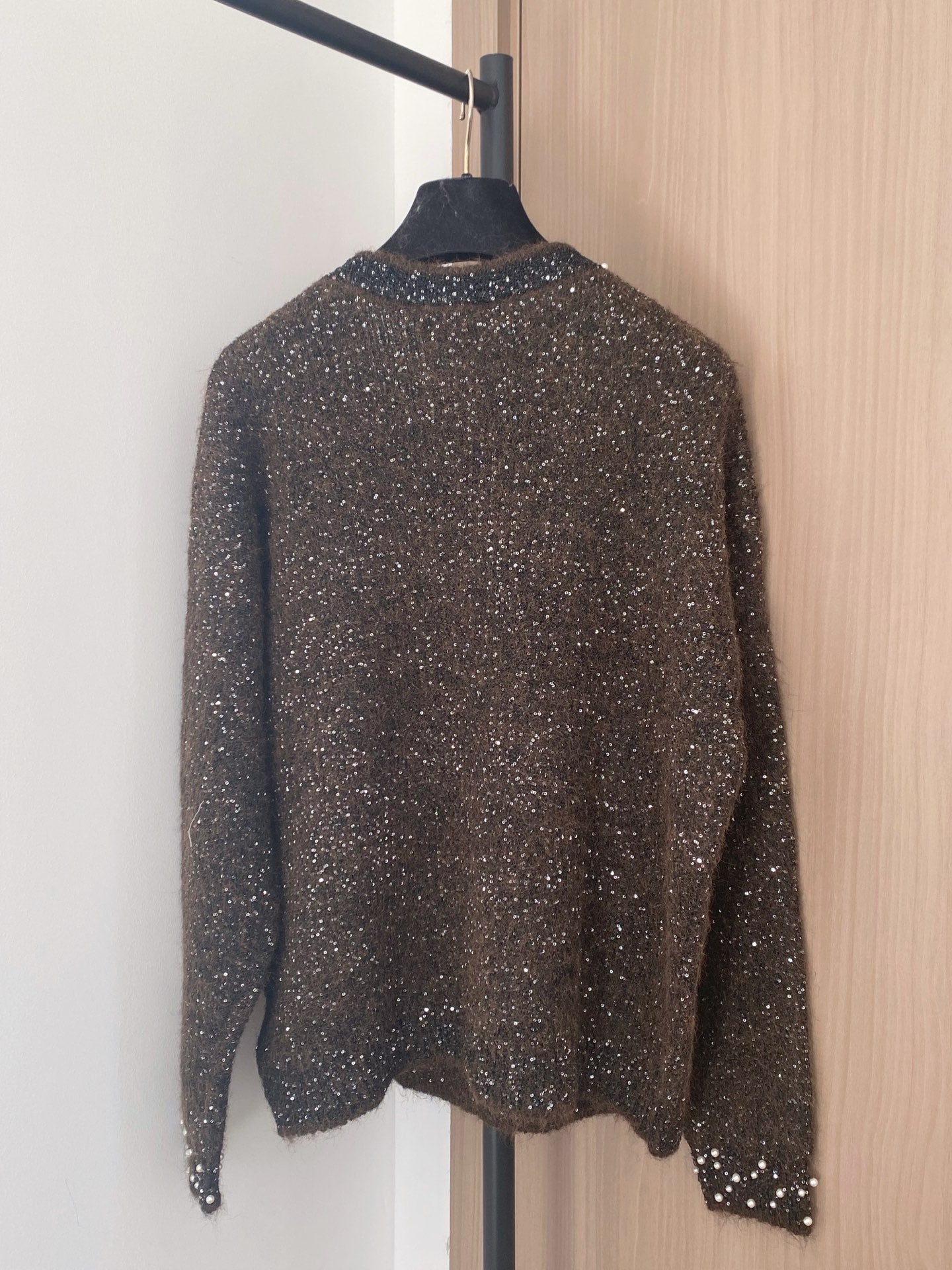 Miumiu 2025 Long-Sleeve Shirt with Logo Embellishment Wool