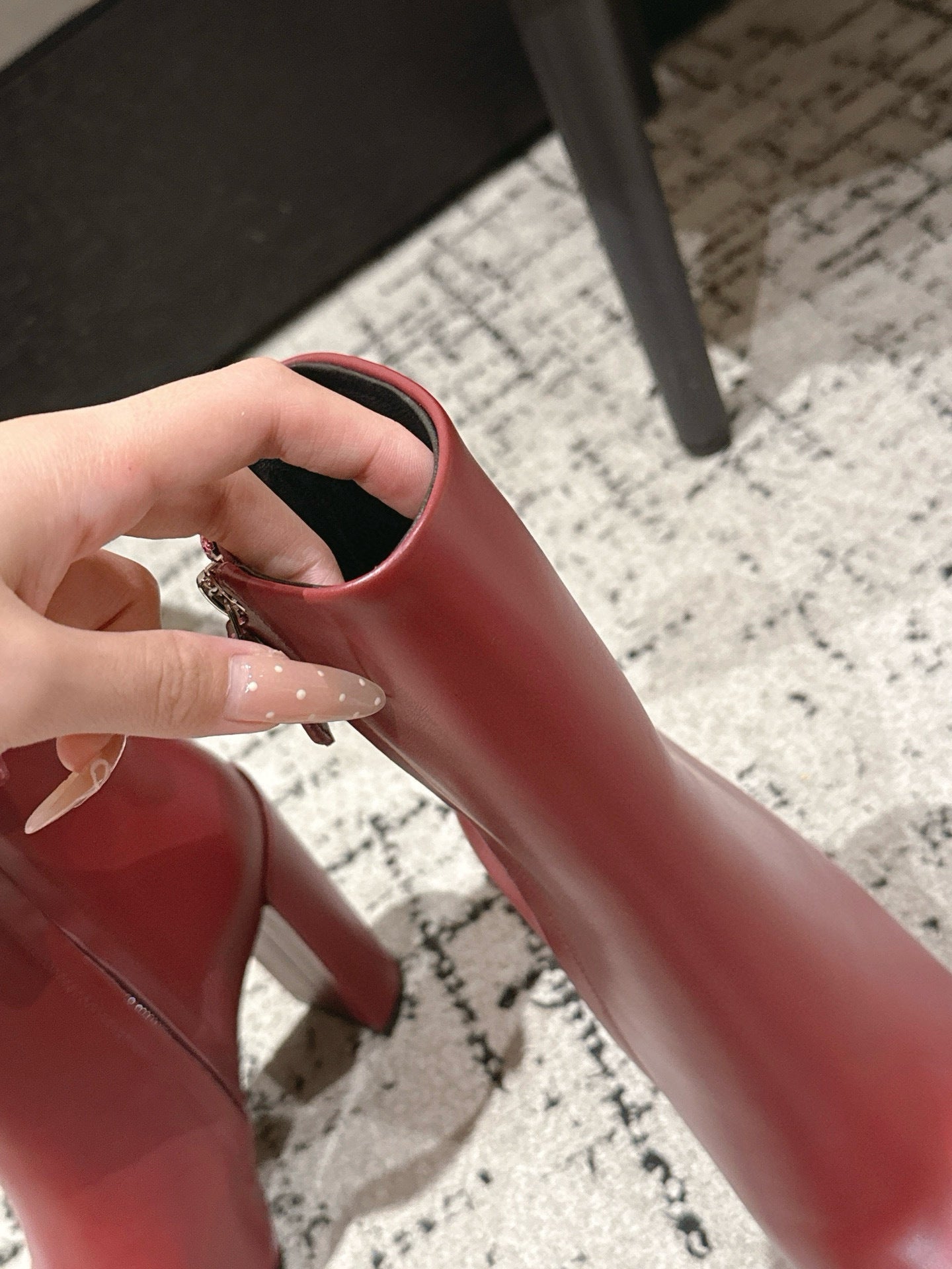 Alaia 2025 Square Toe High Heeled Ankle Boot Red Calfskin 558665