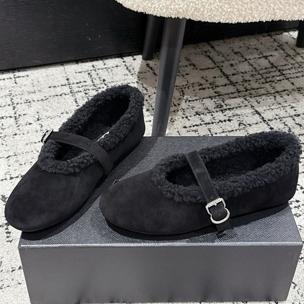 Alaia 2025 Ballet Flat Black Suede Wool 558651