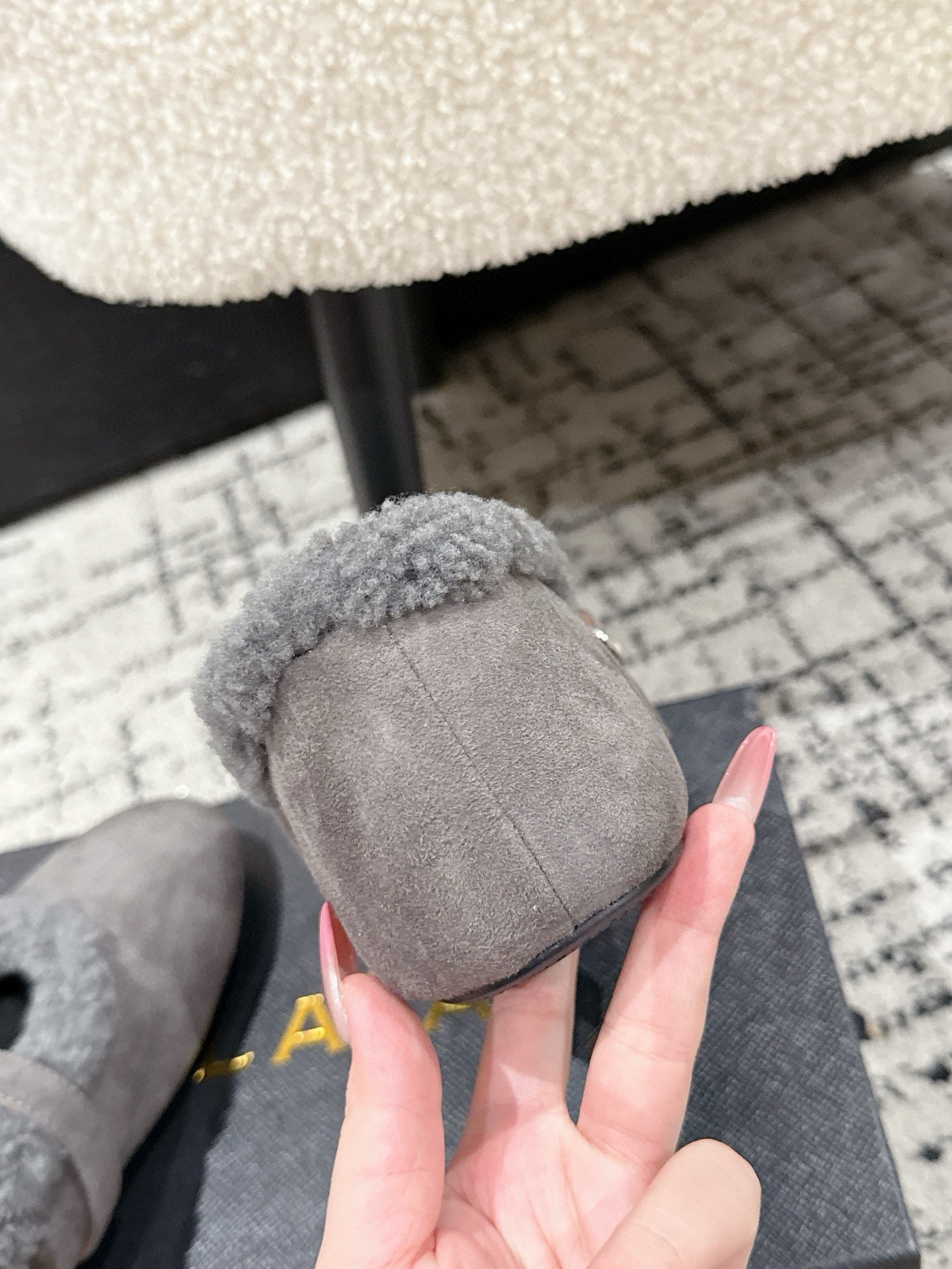 Alaia 2025 Ballet Flat Gray Suede Wool 558652