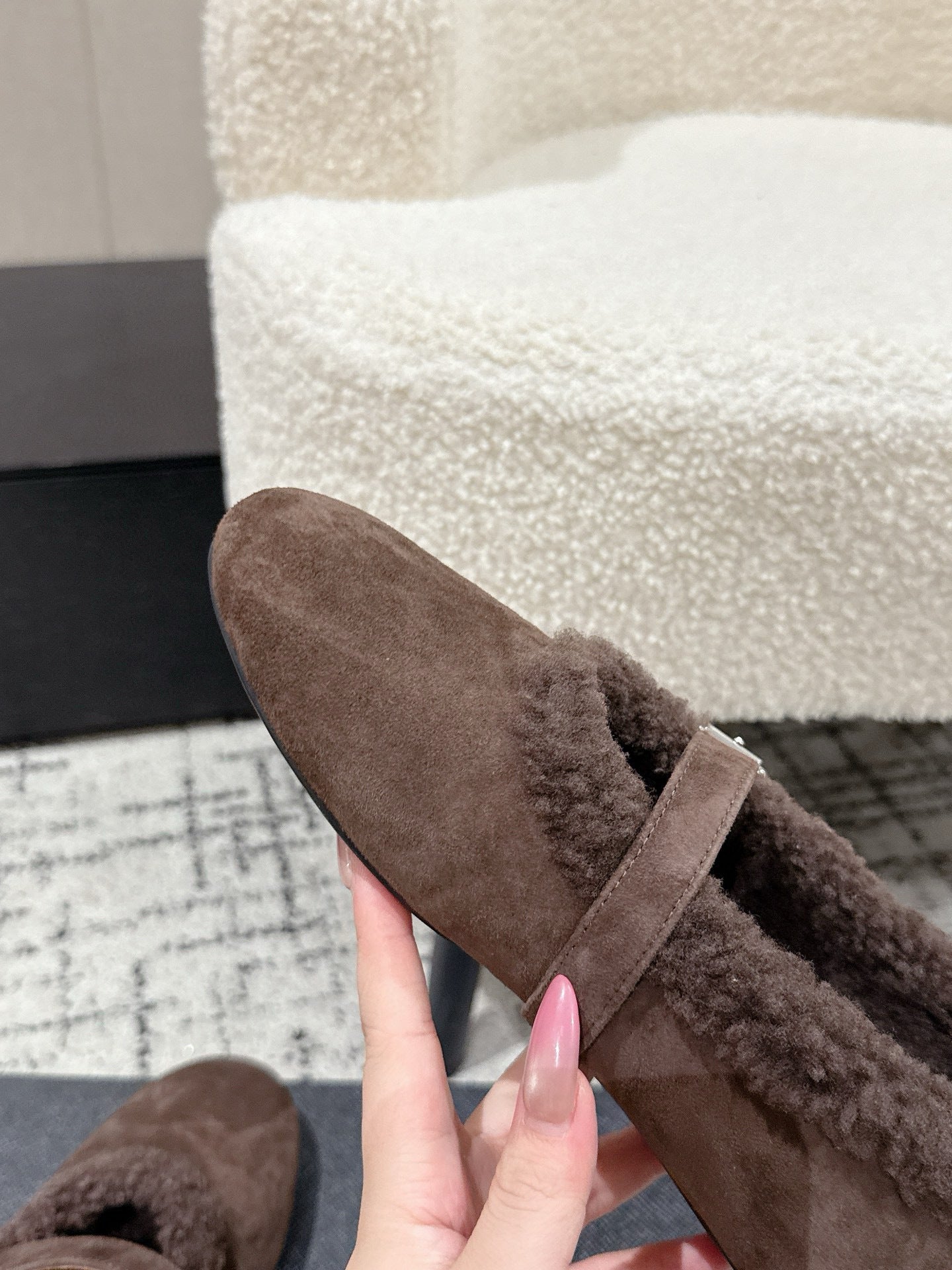 Alaia 2025 Ballet Flat Brown Suede Wool 558653