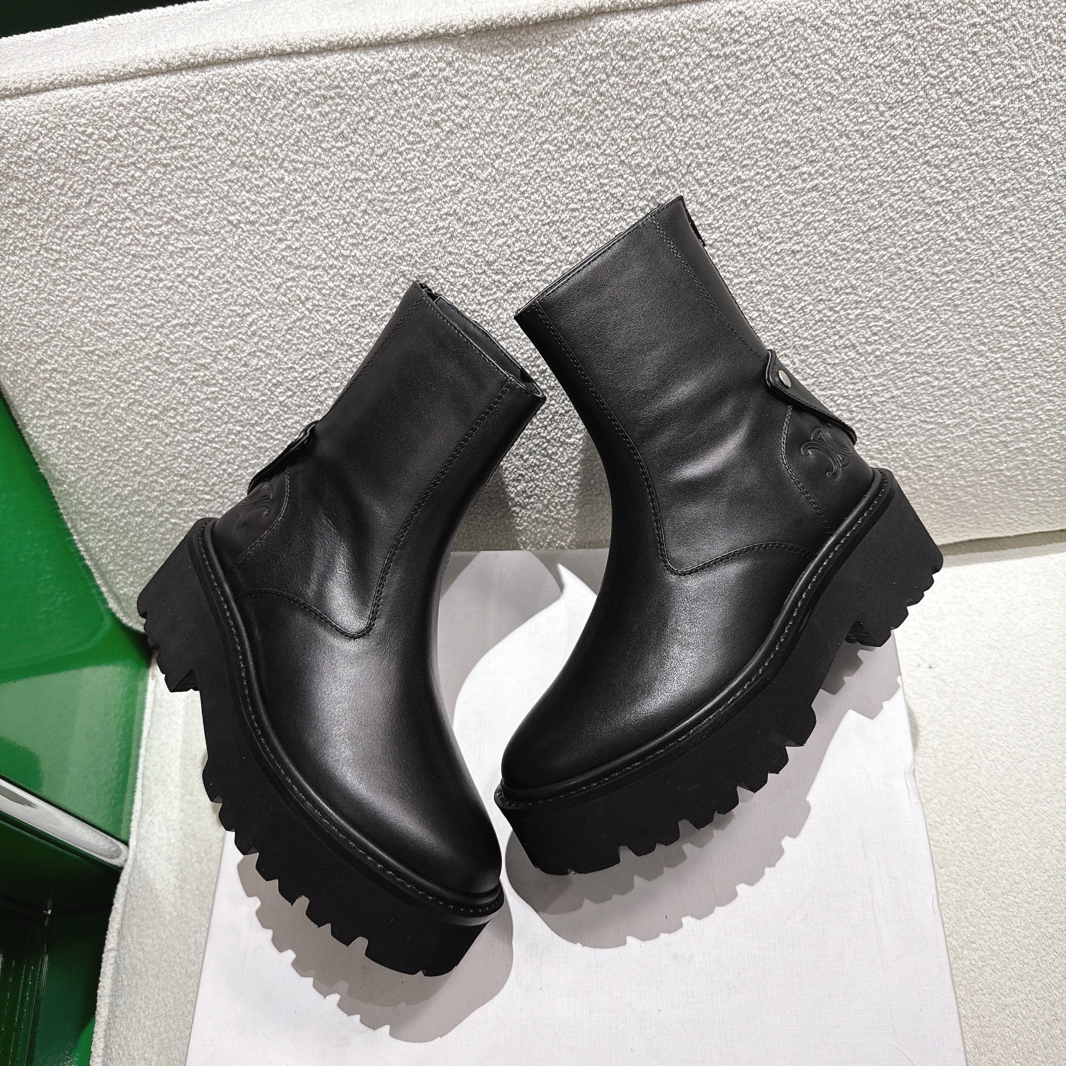 Celine Martens Ankle Boots Black Calfskin