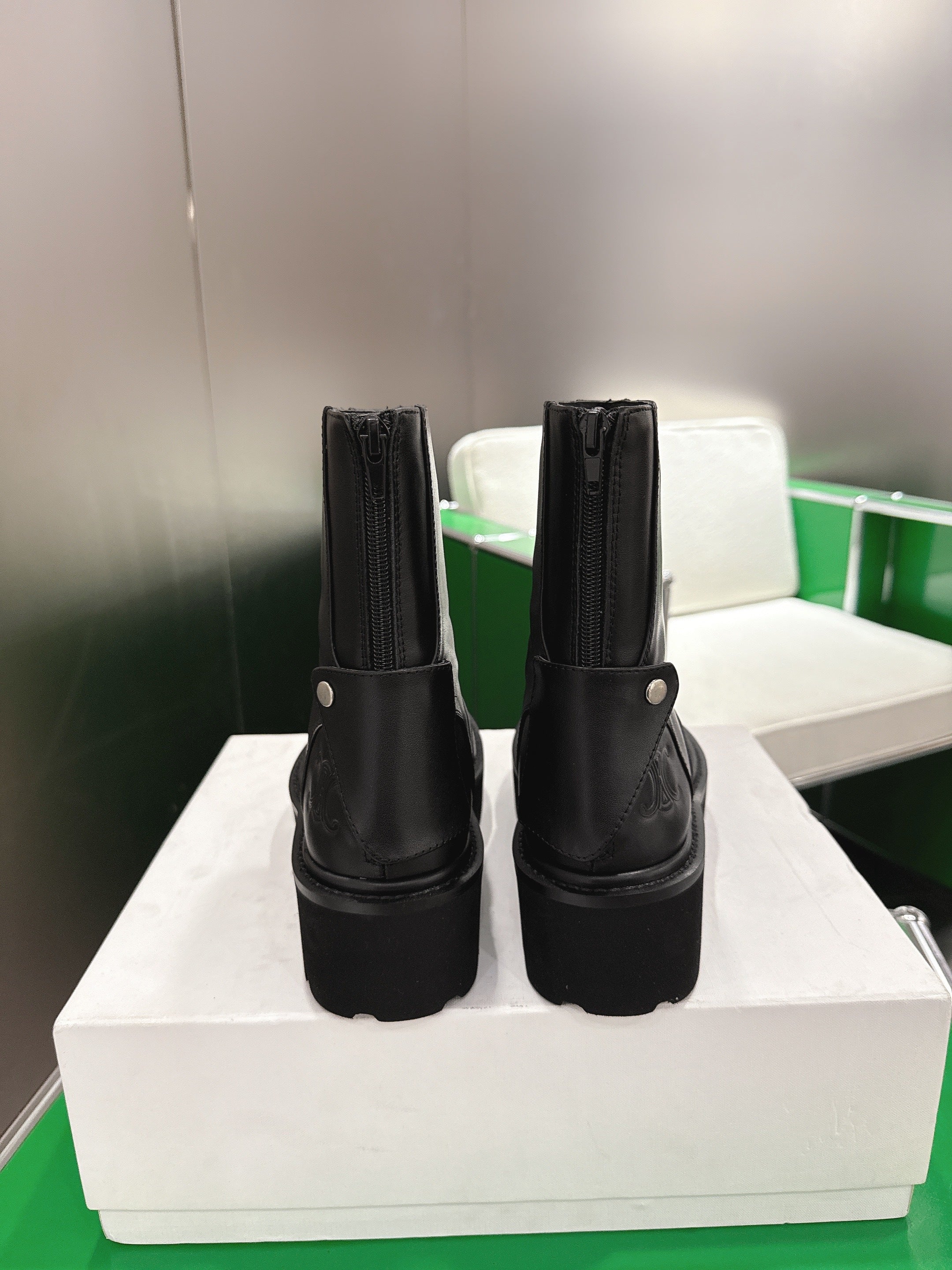 Celine Martens Ankle Boots Black Calfskin