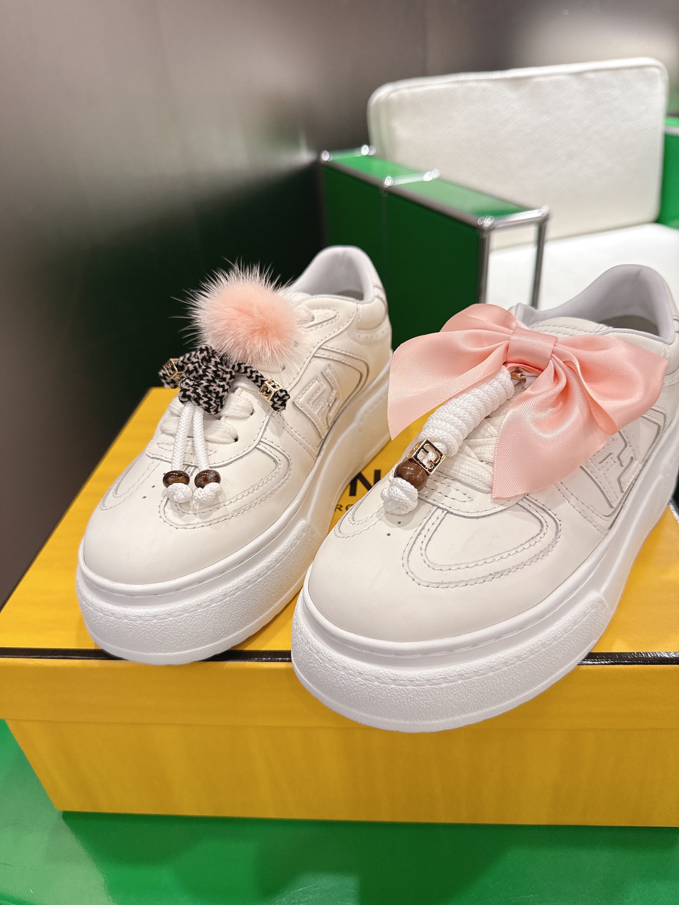 Fendi 2025 Match Platform Sneakers White Leather 562575