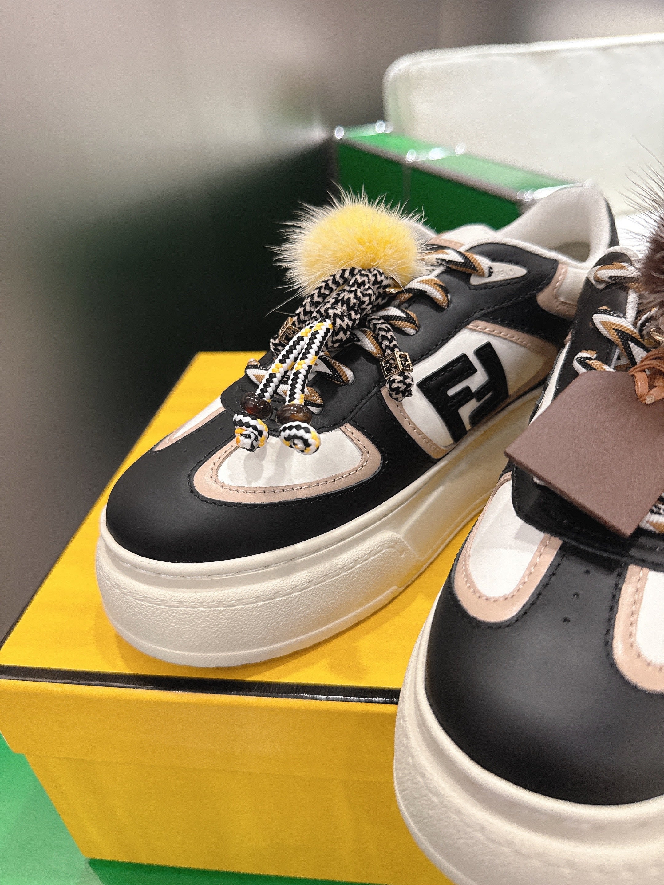 Fendi 2025 Match Platform Sneakers Black Leather 562576