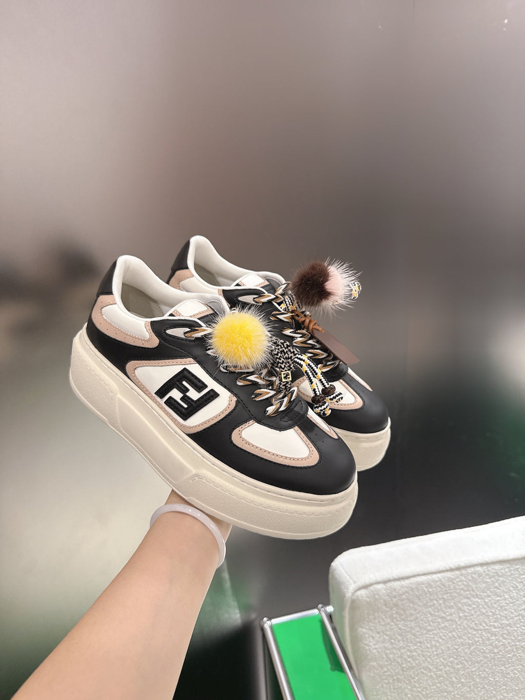 Fendi 2025 Match Platform Sneakers Black Leather 562576