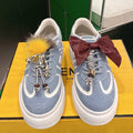 Fendi 2025 Match Platform Sneakers Blue White Denim Fabric 562577