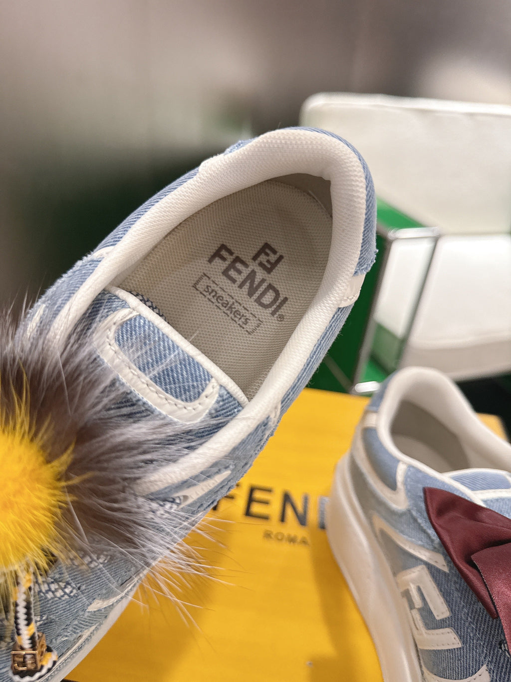 Fendi 2025 Match Platform Sneakers Blue White Denim Fabric 562577