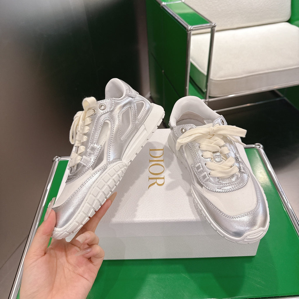 CD Tech Sneakers White Sliver Cowhide Mesh 562670