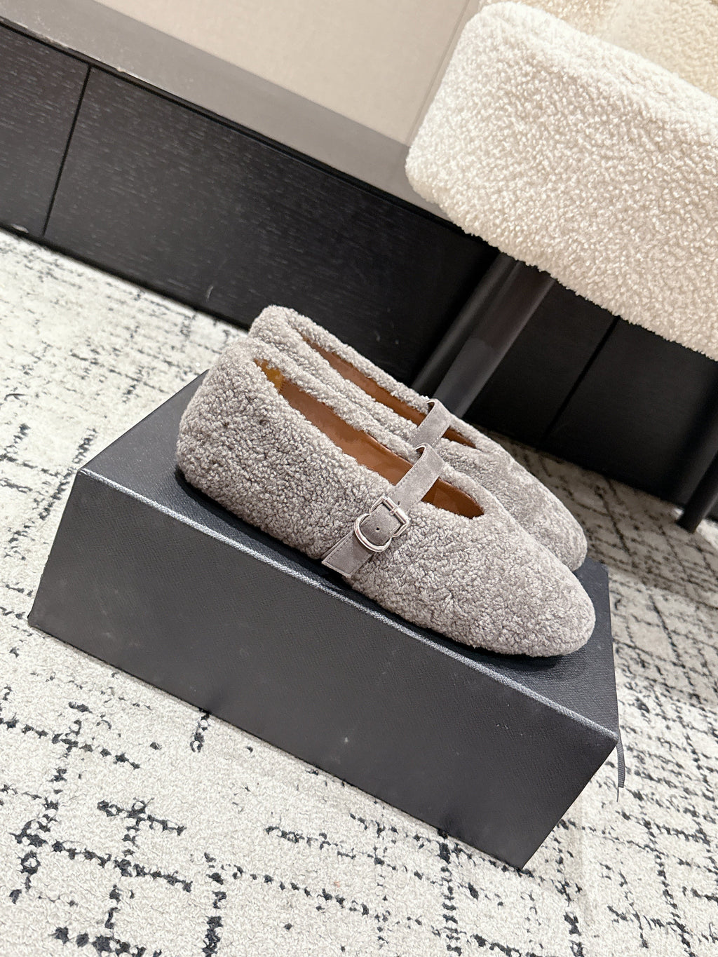 Alaia 2025 Ballet Flat Gray Wool 558646