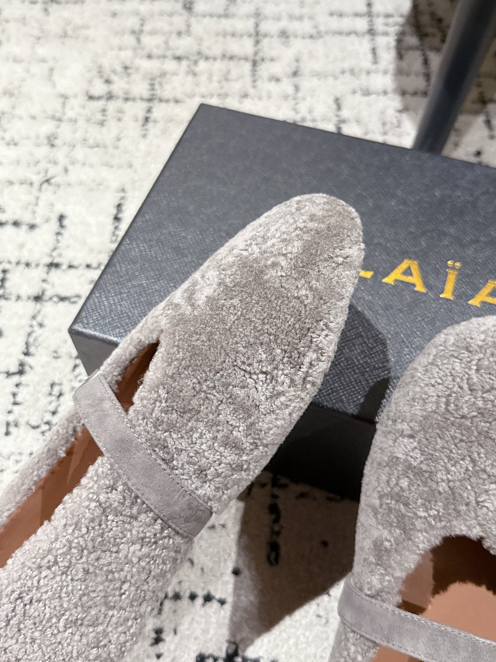 Alaia 2025 Ballet Flat Gray Wool 558646