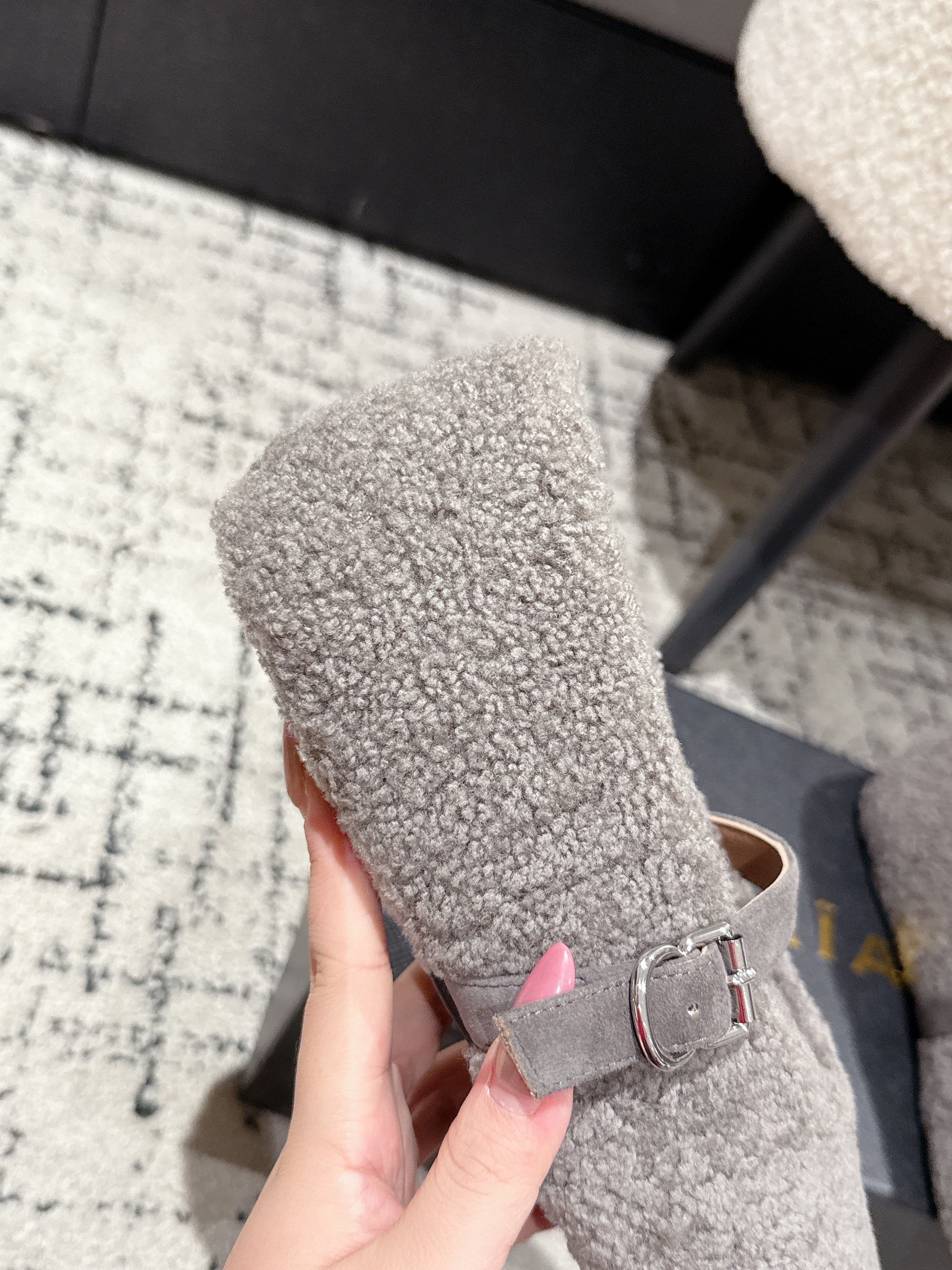 Alaia 2025 Ballet Flat Gray Wool 558646