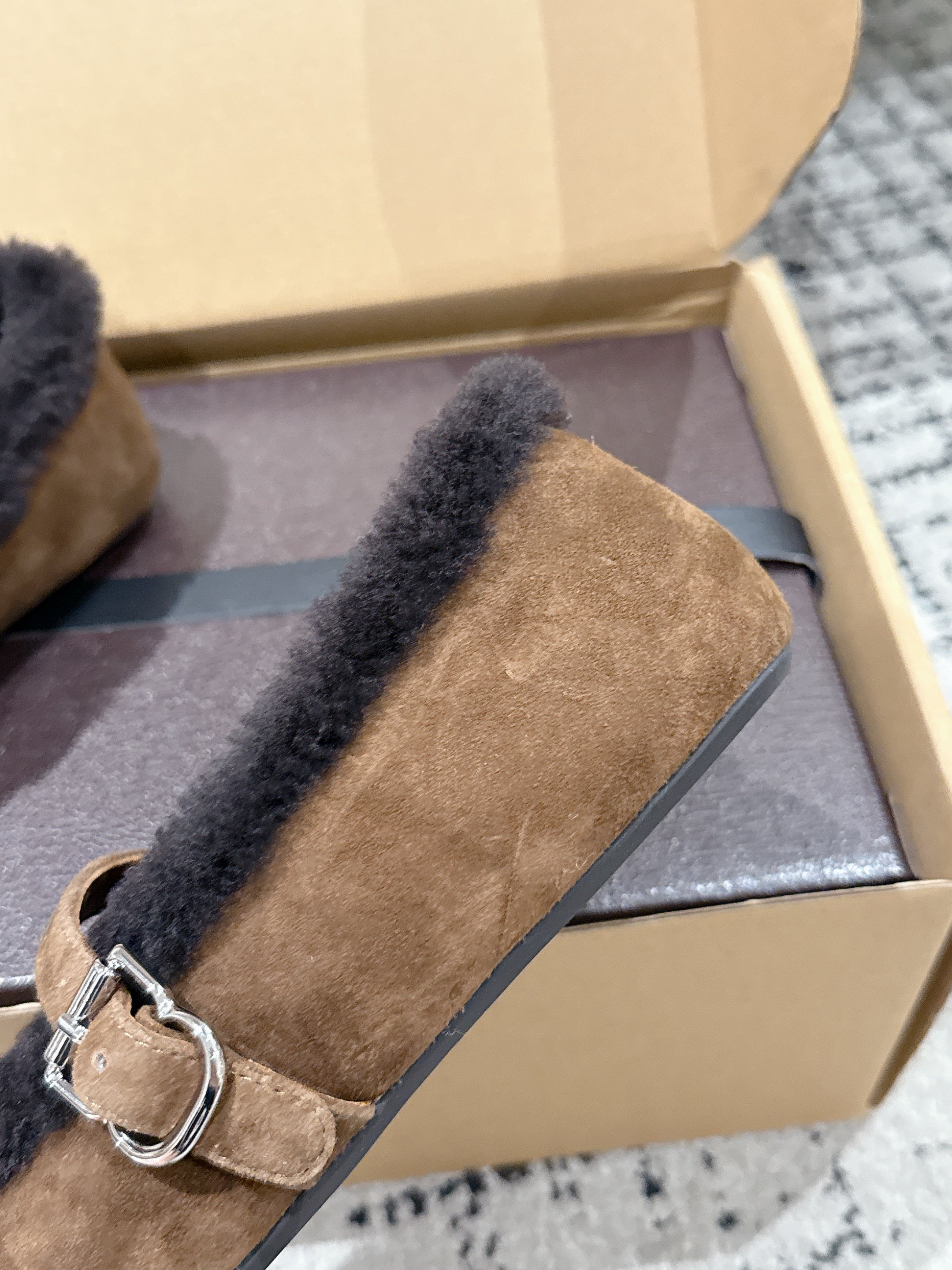 Alaia 2025 Ballet Flat Brown Black Suede Wool 558672