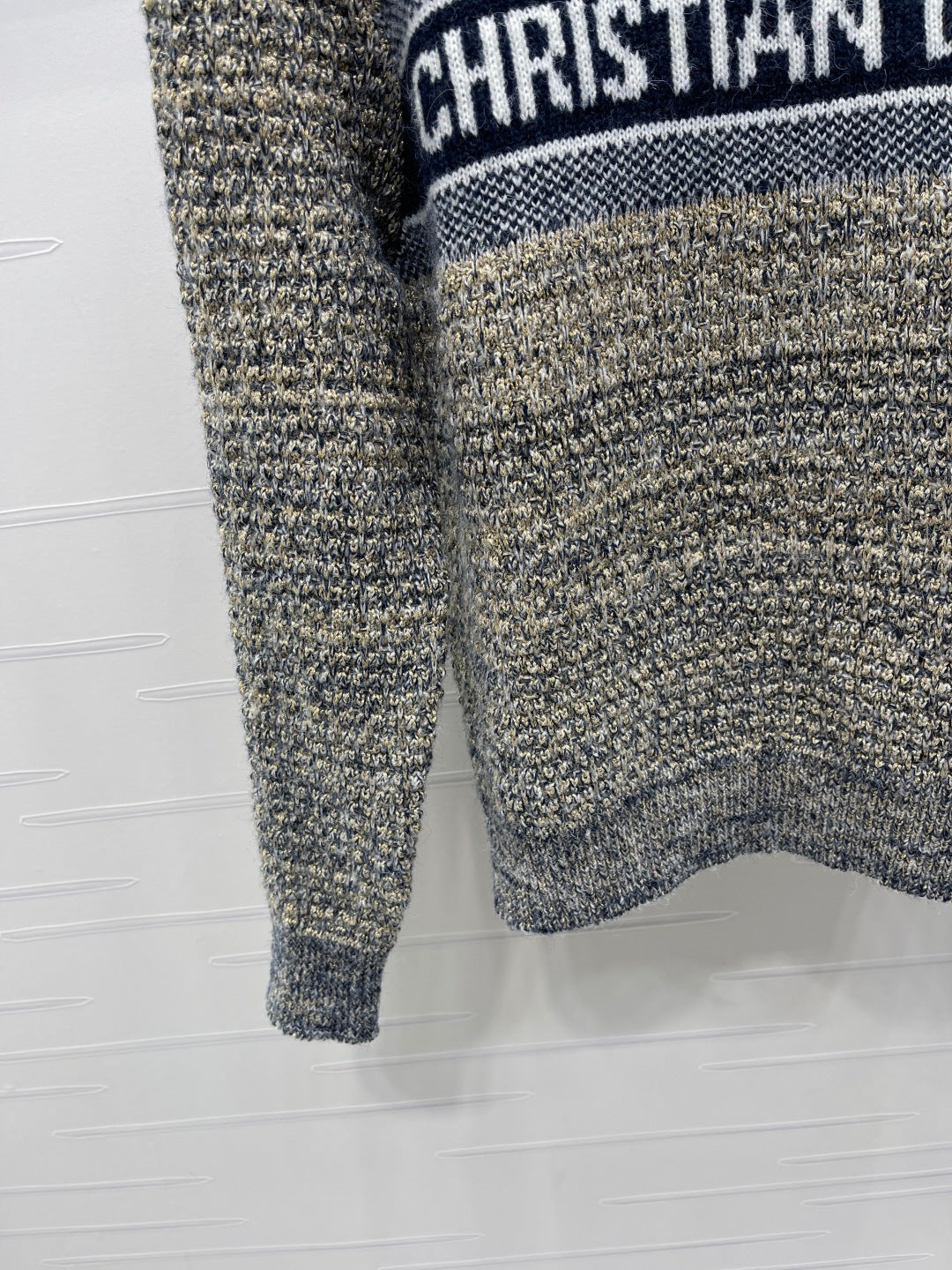 Dior 2025 Sweater Beige mix Navy Blue Wool 321296