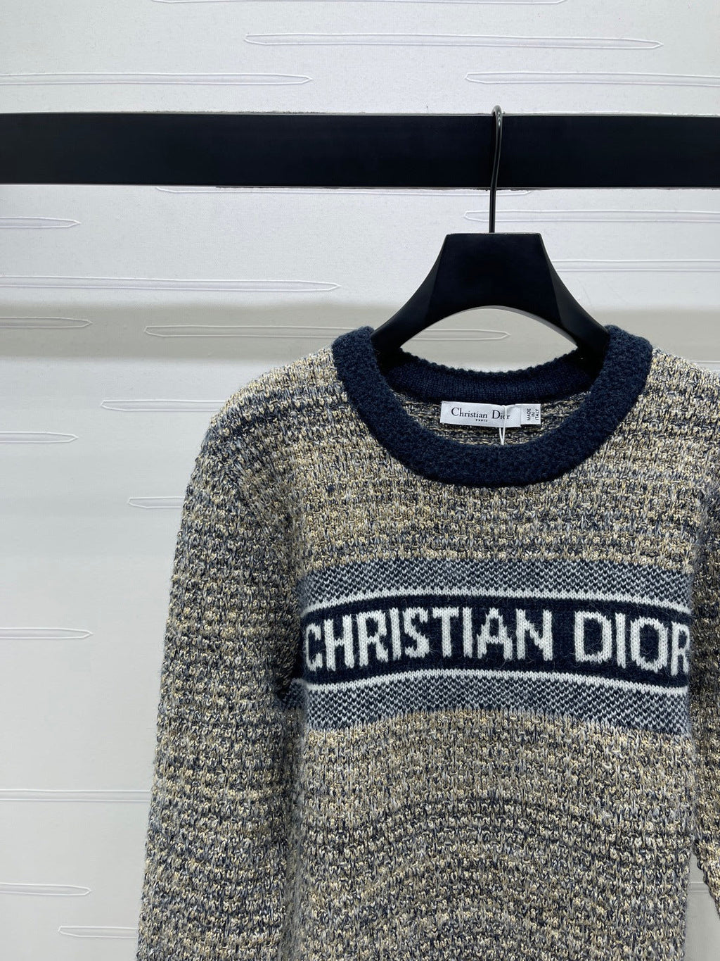 Dior 2025 Sweater Beige mix Navy Blue Wool 321296