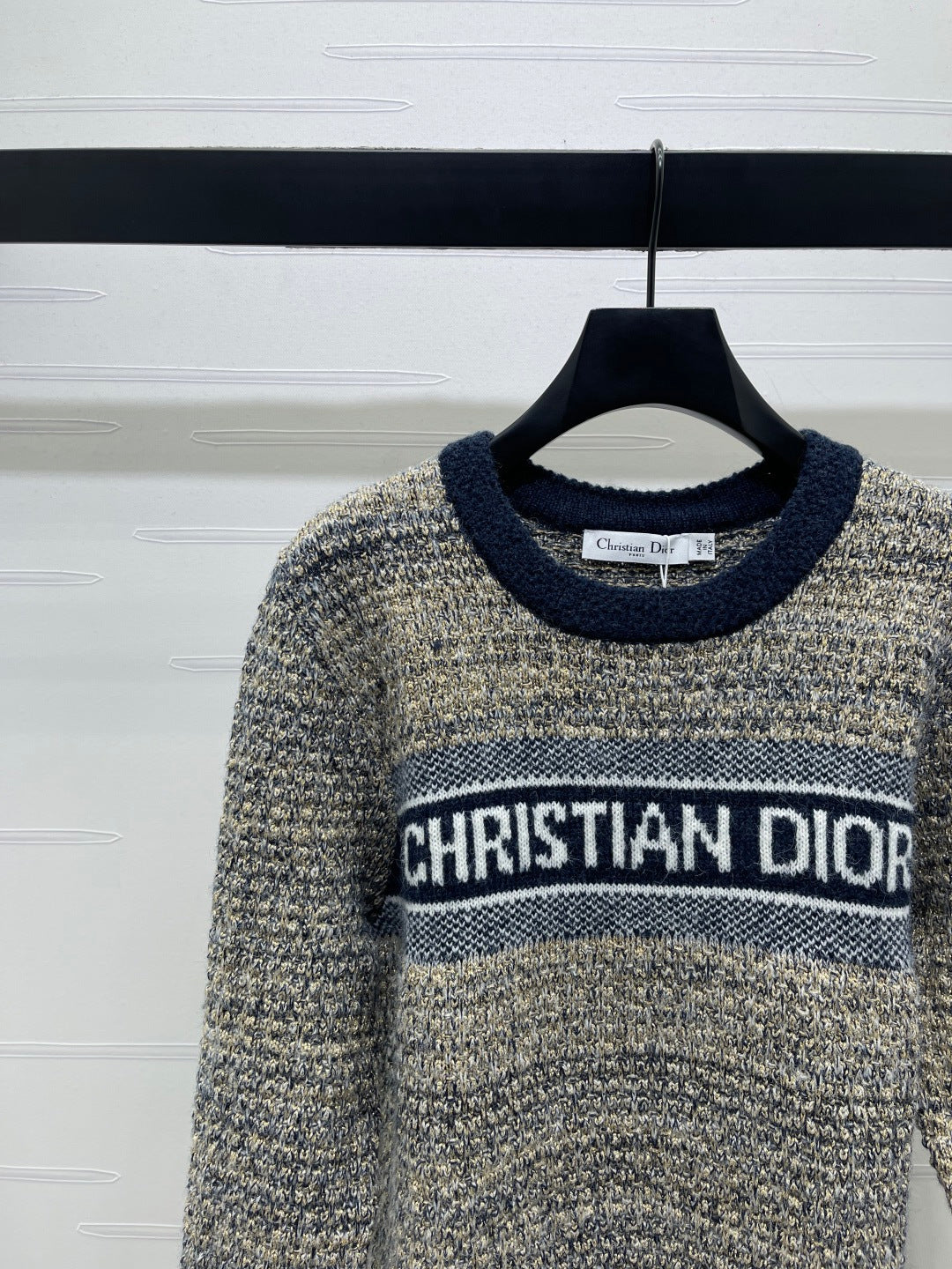 Dior 2025 Sweater Beige mix Navy Blue Wool 321296