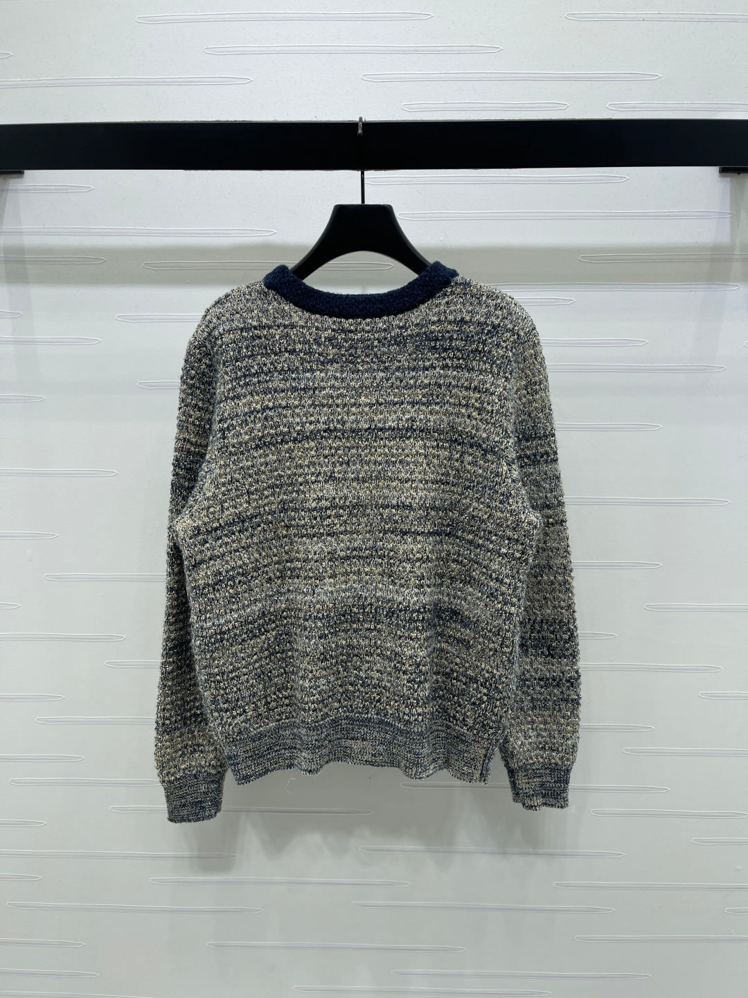 Dior 2025 V-neck Cardigan Beige mix Navy Blue Wool 321292