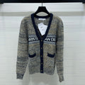 Dior 2025 V-neck Cardigan Beige mix Navy Blue Wool 321292