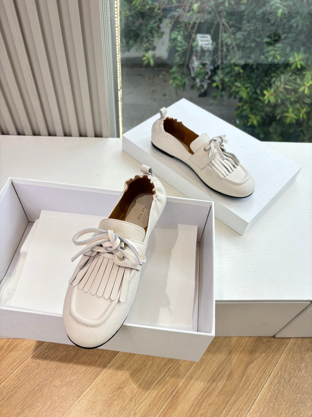 The Row 2025 Mary Jane Loafer White Cowhide 549359