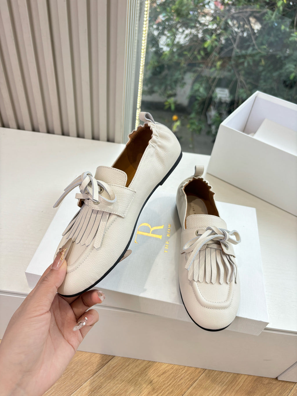 The Row 2025 Mary Jane Loafer White Cowhide 549359