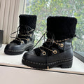 CC 2025 Short Boot Black Cowhide Wool 548840
