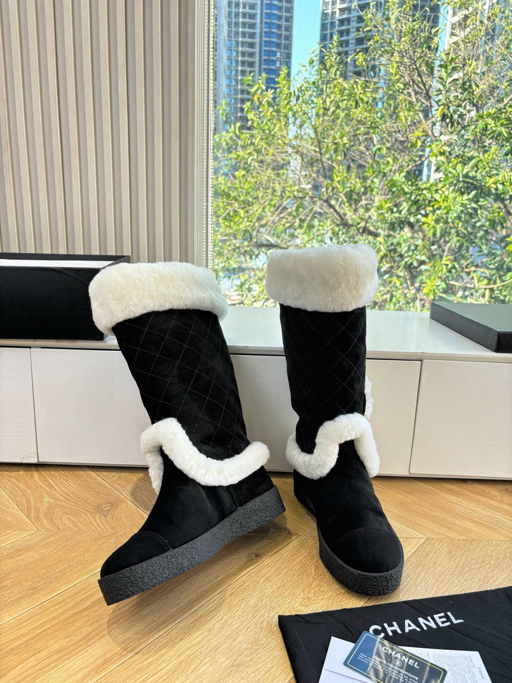CC 2025 Snow Boot Black White Suede Wool 548930