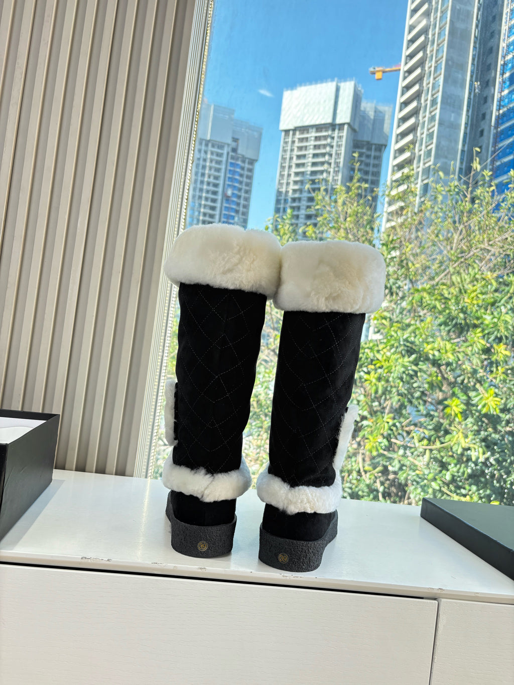 CC 2025 Snow Boot Black White Suede Wool 548930