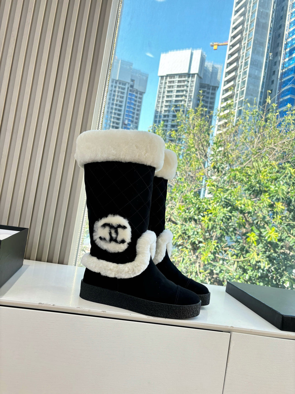 CC 2025 Snow Boot Black White Suede Wool 548930
